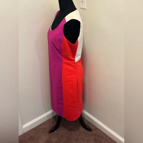 Belle Badgley Mischka Sheath Dress Colorblock Magenta Red Stretch US 12 44 - Picture 2 of 9